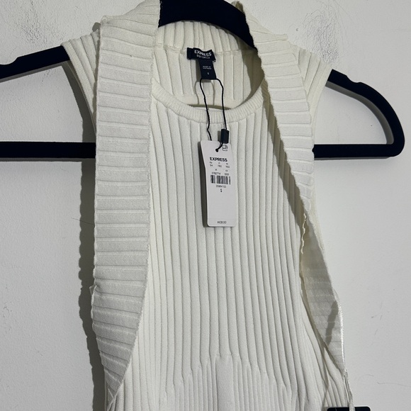 Express Ivory Ribbed Backless Dress - Picture 8 of 10